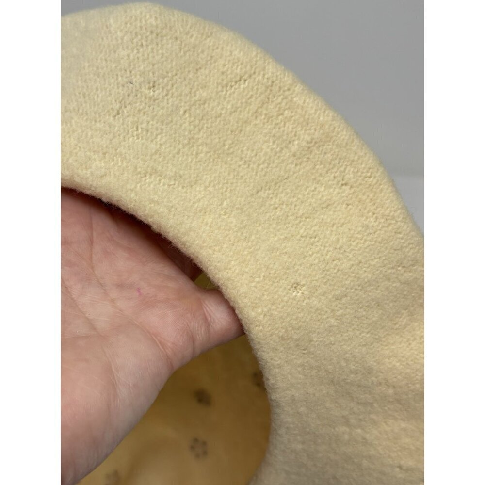 Vintage 70s 60s Cream Ivory Wool Studded Jewel Beret Hat Women's Czechoslovakia - Picture 12 of 12